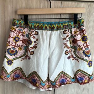 Cleobella White Floral Embroidered High Waist Shorts